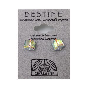 Destine Earring AB Tilted Cube 6mm