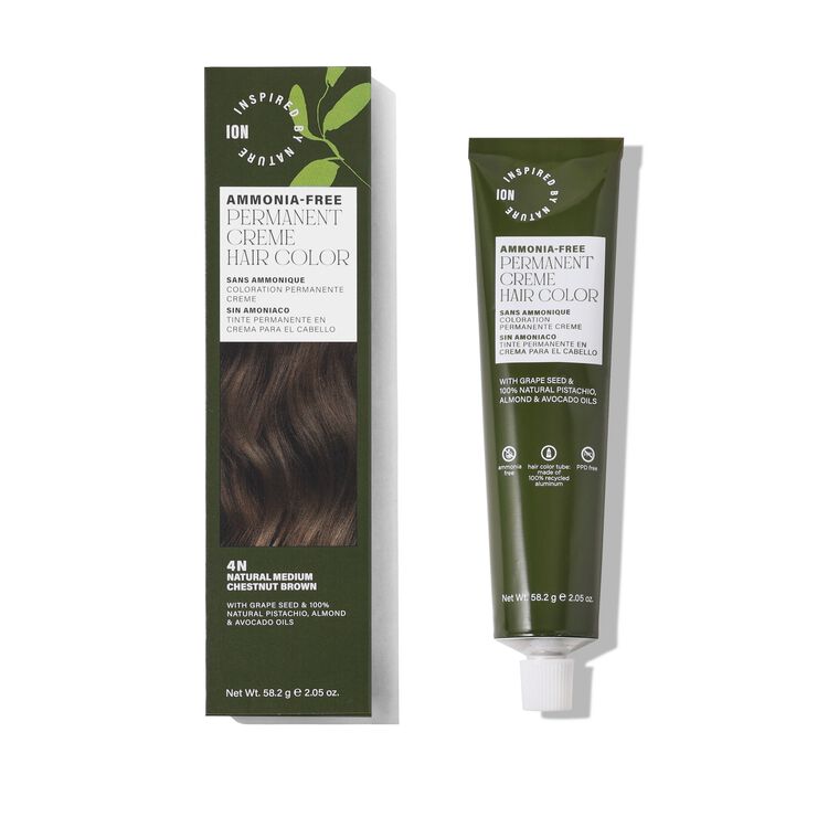 Ammonia-Free Permanent Hair Color Natural Medium Chestnut Brown 4N