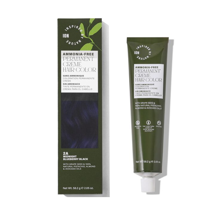 Ammonia-Free Permanent Hair Color Midnight Blueberry Black 2A