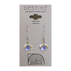 Destine Earrings Princess Cut Crystal AB