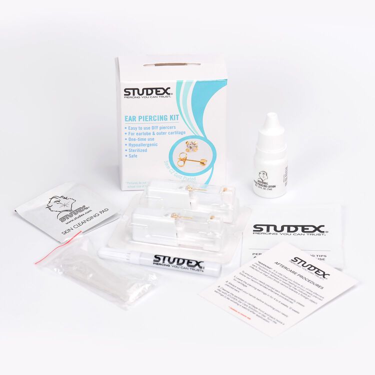Personal Ear Piercing Kit 3mm CZ Gold Plated - Image 3