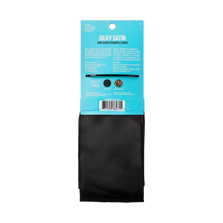 Black Silky Satin Edge Scarf - Image 2