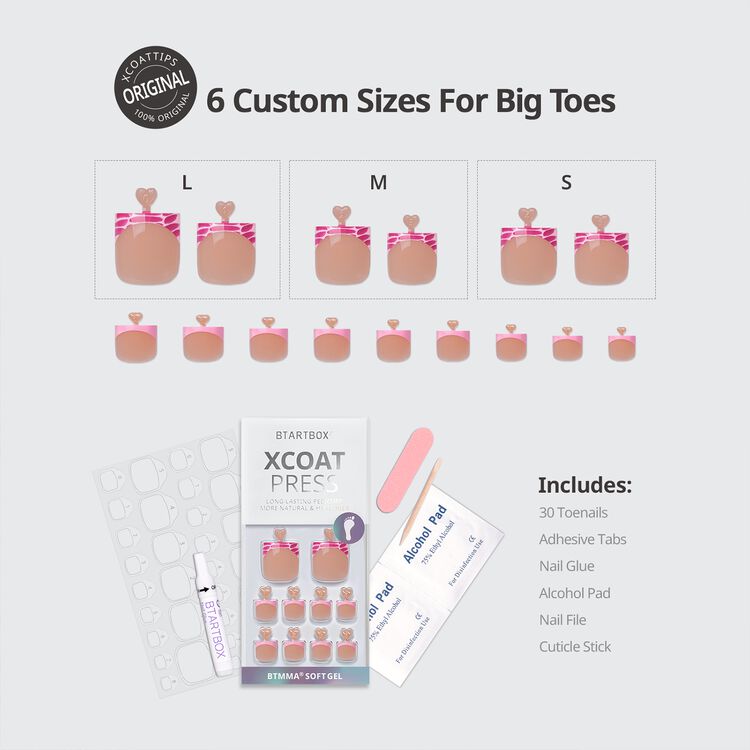 XCOATPRESS Press On Toenails Short Square - Pink Croc - Image 5